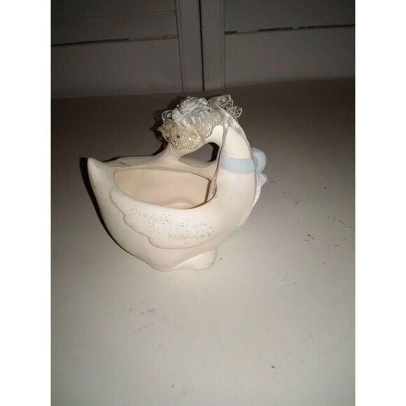 Vintage Duck With Blue Bow Planter Country Duck Planter - Picture 2 of 5